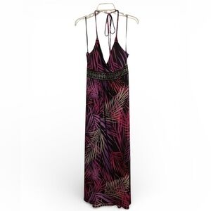 Apt. 9 purple and black halter maxi dress with empire waist size L